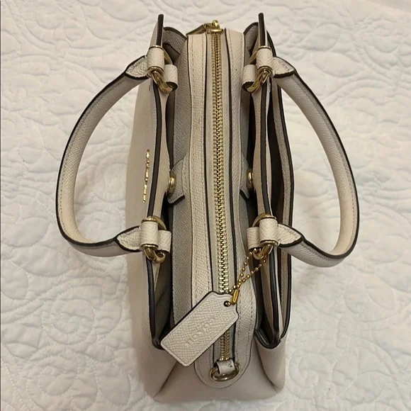Coach Ivory Leather Satchel with Gold Accents - Picture 4 of 9